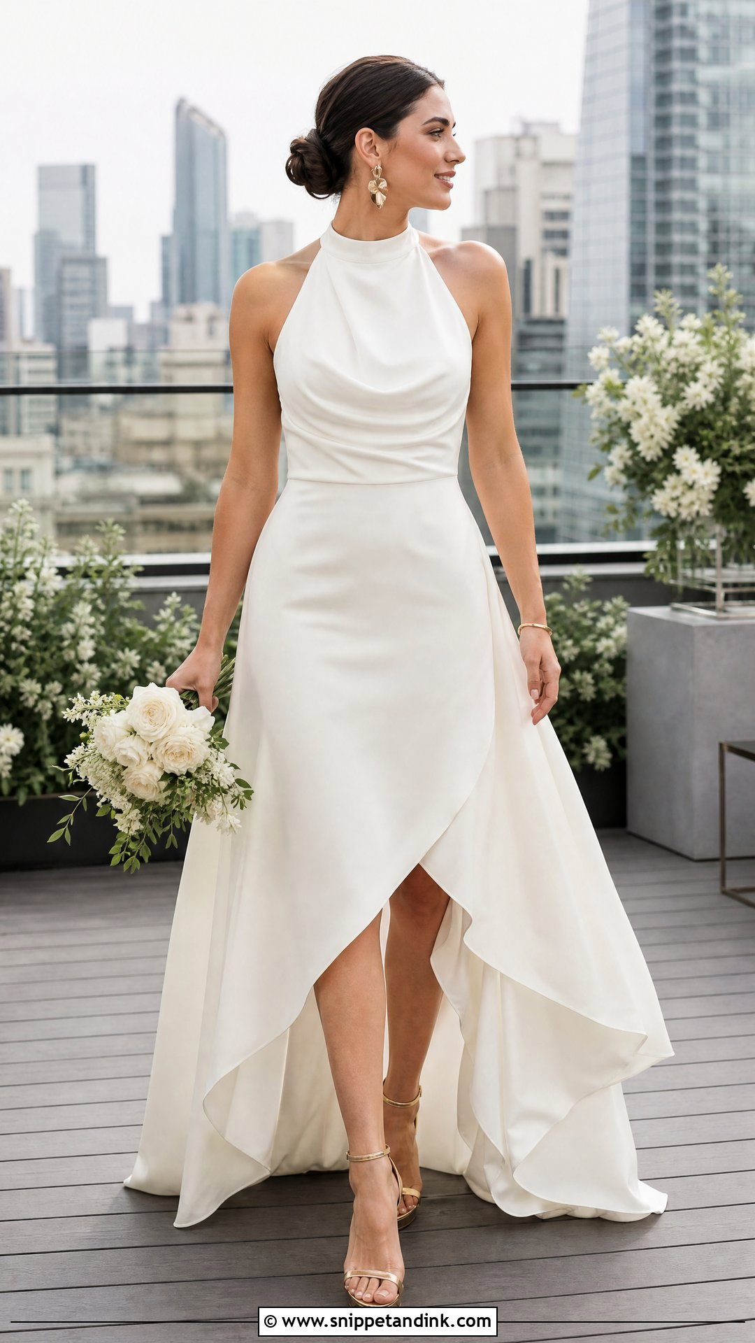 Halter High Low Wedding Dress With Metallic Heels - Snippet and Ink - 20 High Low Wedding Dresses