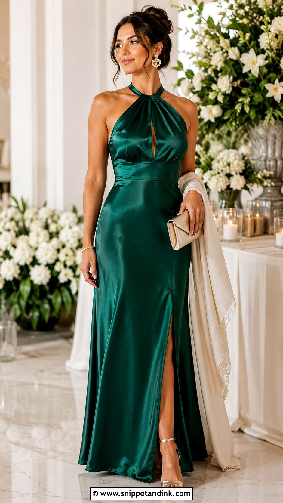 Halter Marriage Party Dress With Metallic Accessories - Snippet and Ink - 20 Marriage Party Dresses for Women