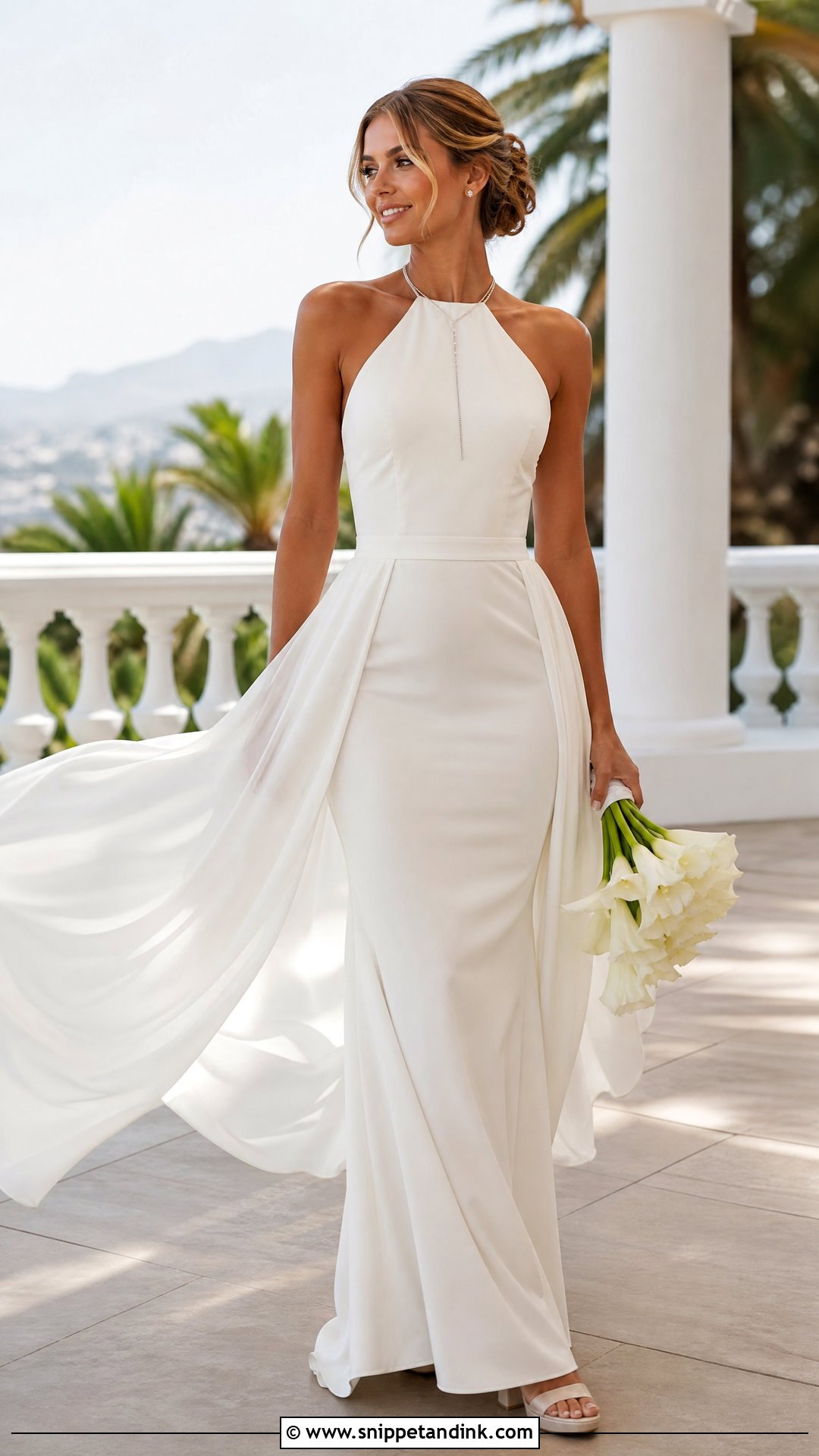 Halter Mermaid Wedding Dress With Chiffon Overskirt - Snippet and Ink - 20 Mermaid Wedding Dress with Detachable Overskirt Ideas