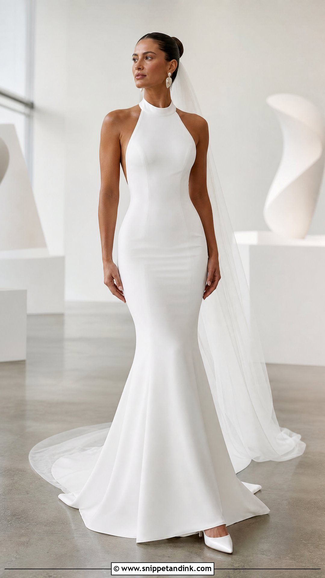 Halter Mermaid Wedding Dress for Broad Shoulders - Snippet and Ink - 20 Wedding Dresses for Broad Shoulders