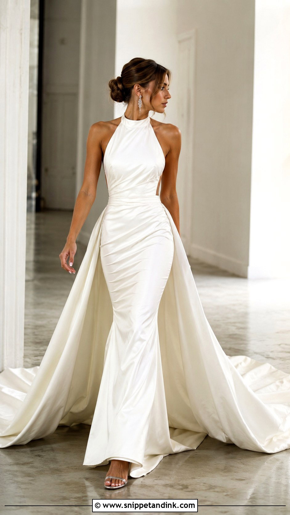 Halter Mermaid Wedding Gown With Detachable Train - Snippet and Ink - 20 2 Way Wedding Gown Ideas
