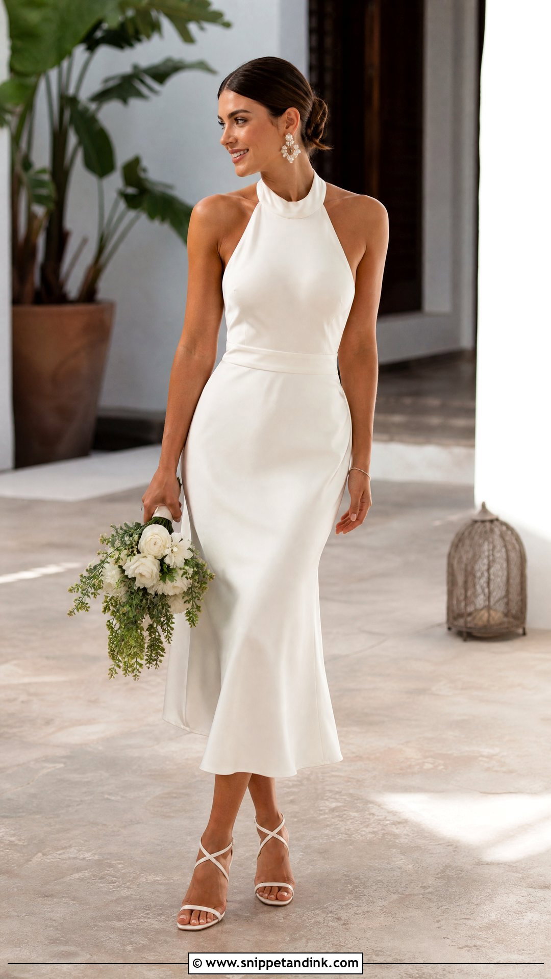 Halter Midi Wedding Dress - Snippet and Ink - 25 Mid Length Wedding Dress Ideas
