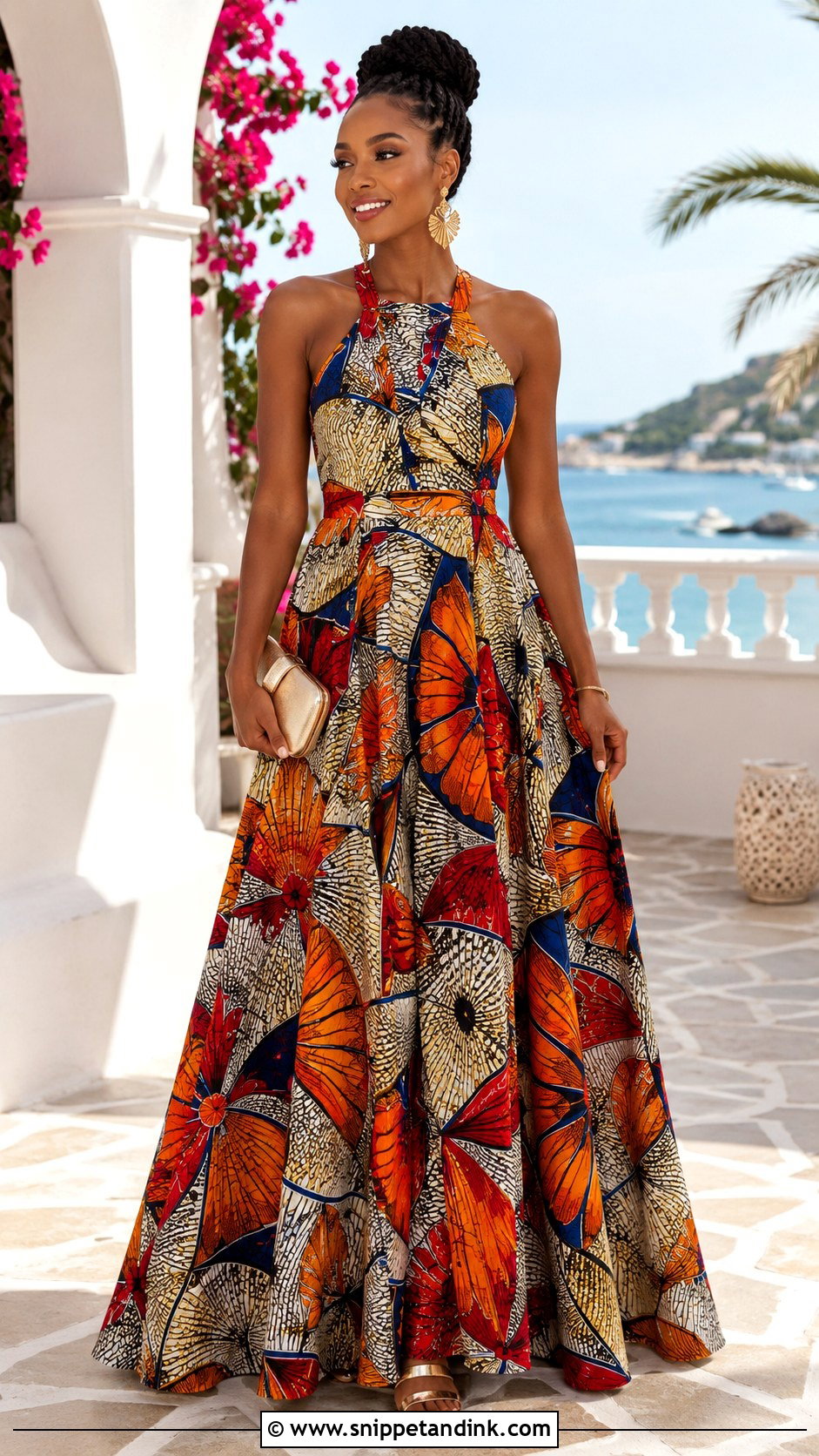 Halter Neck Ankara Flared Maxi Gown - Snippet and Ink - 20 Ankara Fled Gown Ideas
