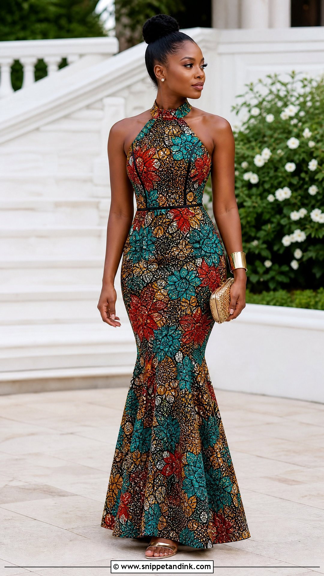 Halter Neck Ankara Mermaid Gown - Snippet and Ink - 20 Ankara Mermaid Gown Ideas