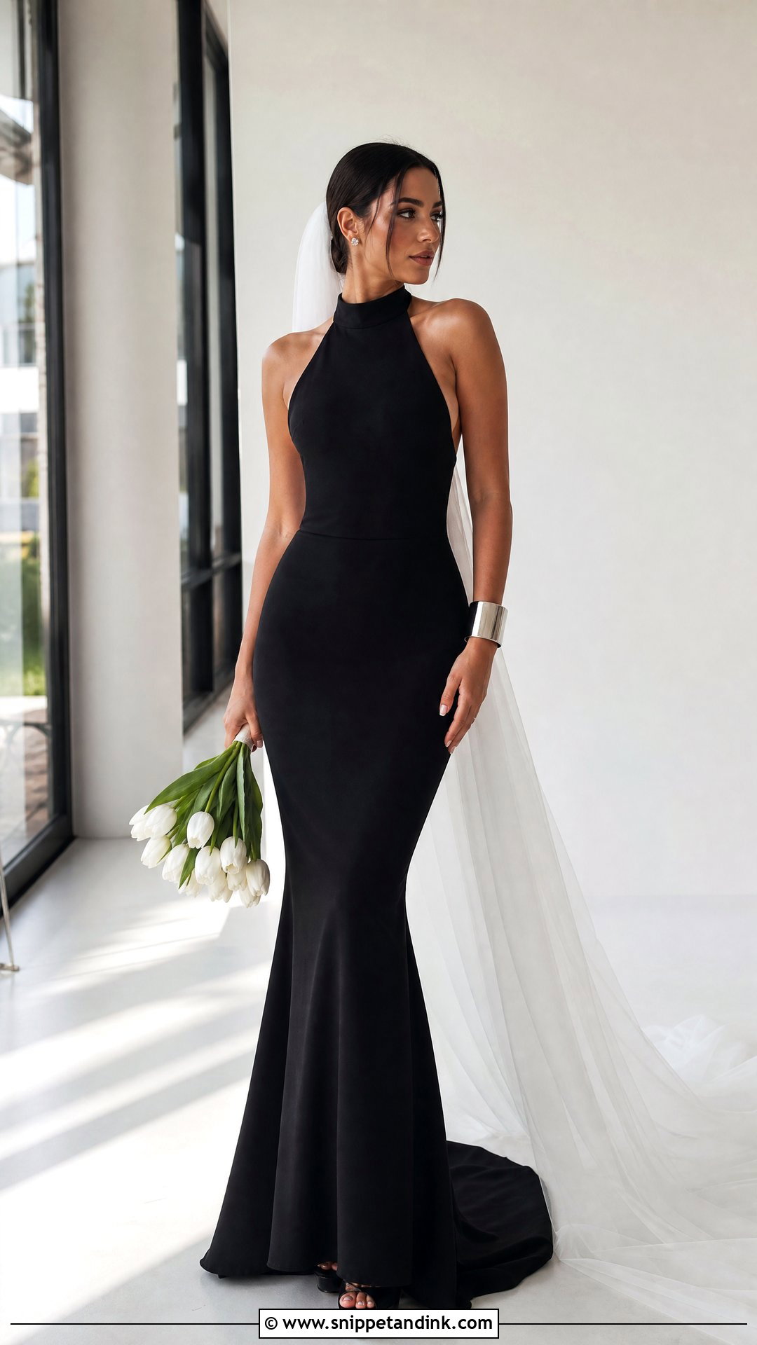 Halter Neck Black Mermaid Wedding Dress - Snippet and Ink - 25 Black Mermaid Wedding Dress Ideas