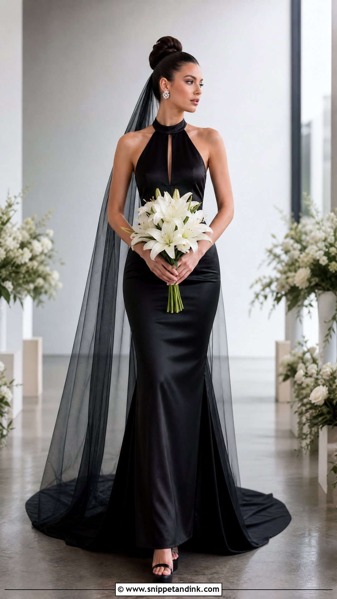 Halter Neck Black Wedding Dress - Snippet and Ink - 20 Tight Fitting Black Wedding Dress Ideas