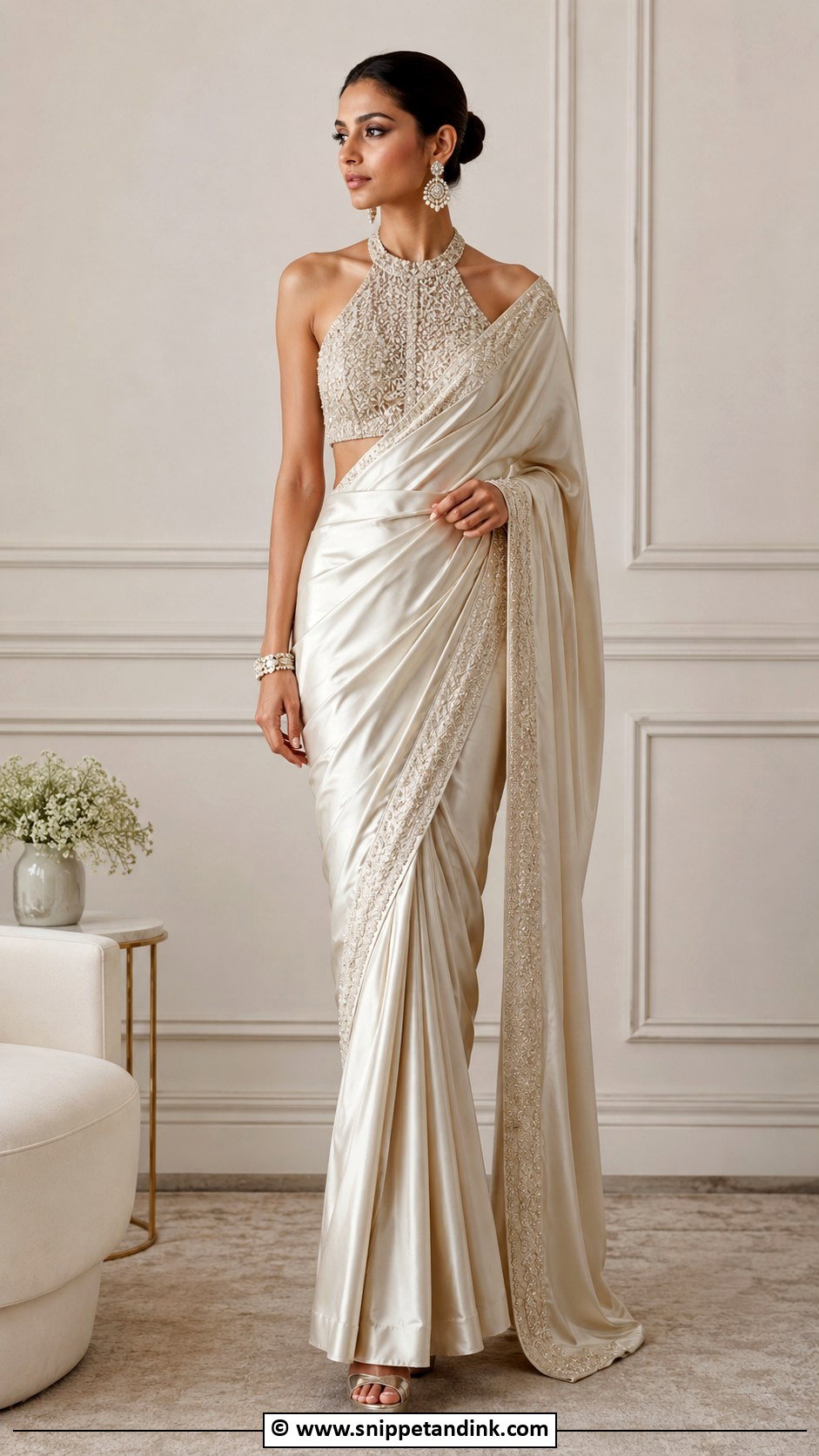Halter Neck Bridal Blouse With Saree - Snippet and Ink - 30 Bride Blouse Designs