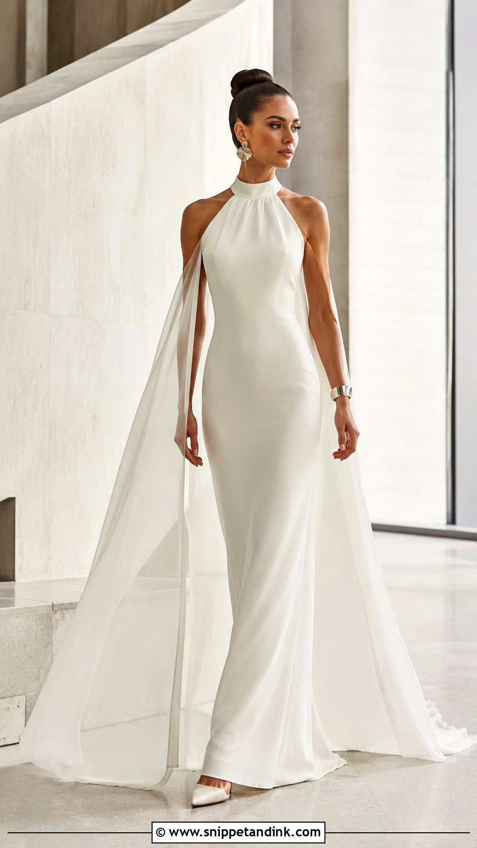 Halter Neck Column Wedding Dress - Snippet and Ink - 20 Slim Fit Wedding Dresses