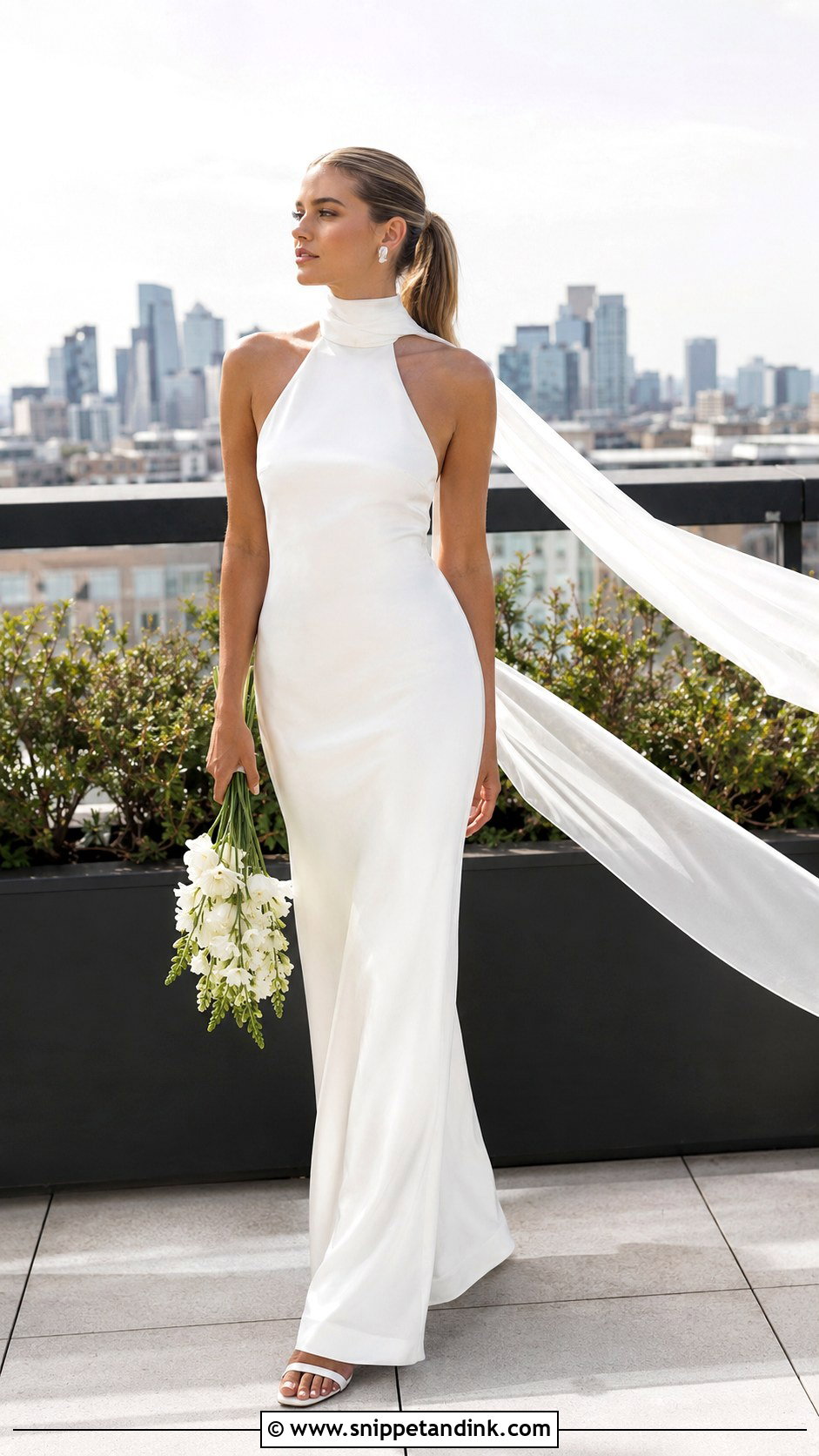 Halter Neck Column Wedding Dress - Snippet and Ink - 20 Classy Modern Simple Wedding Dress Ideas