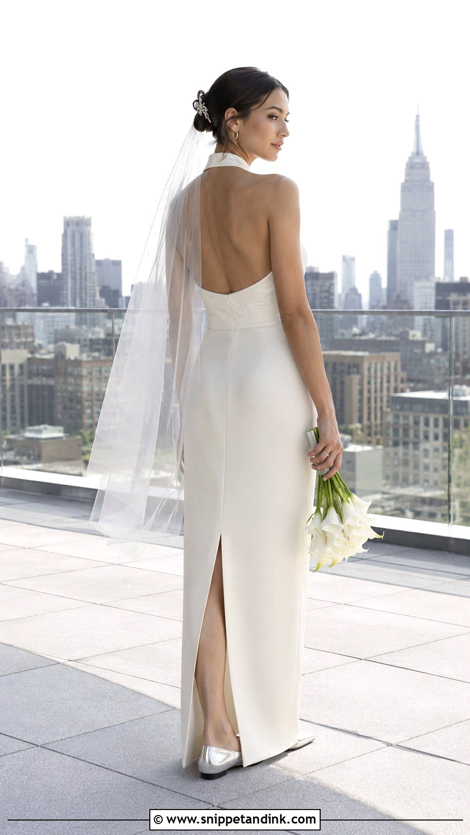 Halter Neck Column Wedding Dress - Snippet and Ink - 20 Comfy Wedding Dress Ideas