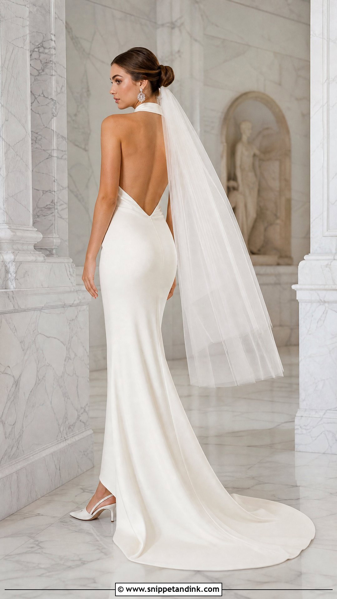 Halter Neck Column Wedding Dress - Snippet and Ink - 20 Hollywood Glam Wedding Dress Ideas