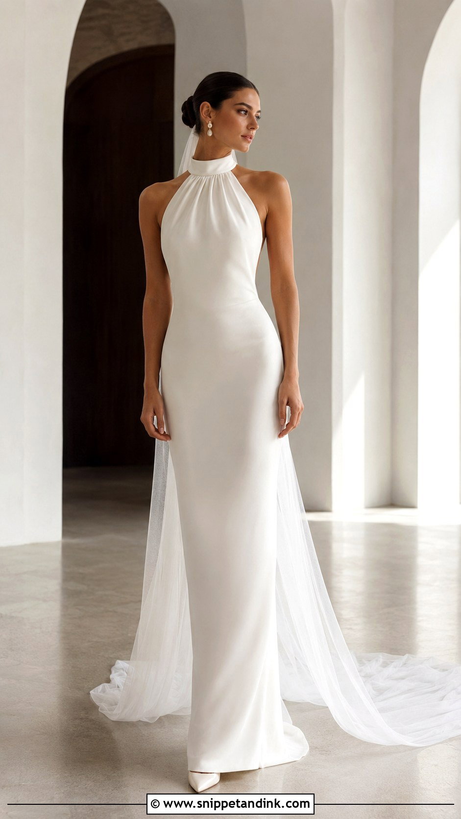 Halter Neck Column Wedding Dress - Snippet and Ink - 20 Hot Wedding Dress Ideas