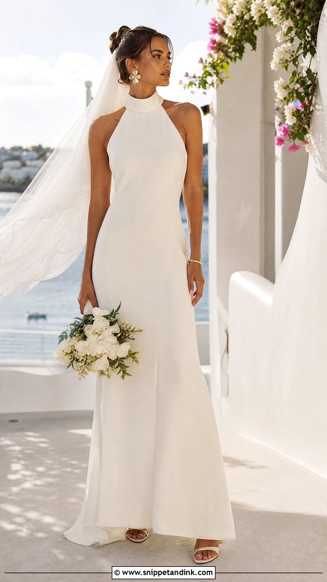 Halter Neck Crepe Wedding Dress - Snippet and Ink - 20 Wedding Dresses No Sleeves