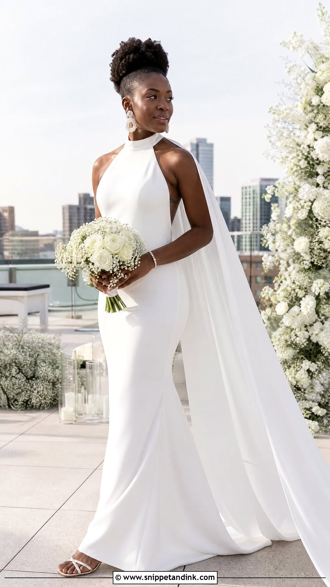 Halter Neck Crepe Wedding Dress - Snippet and Ink - 25 Black Woman Wedding Dress Ideas