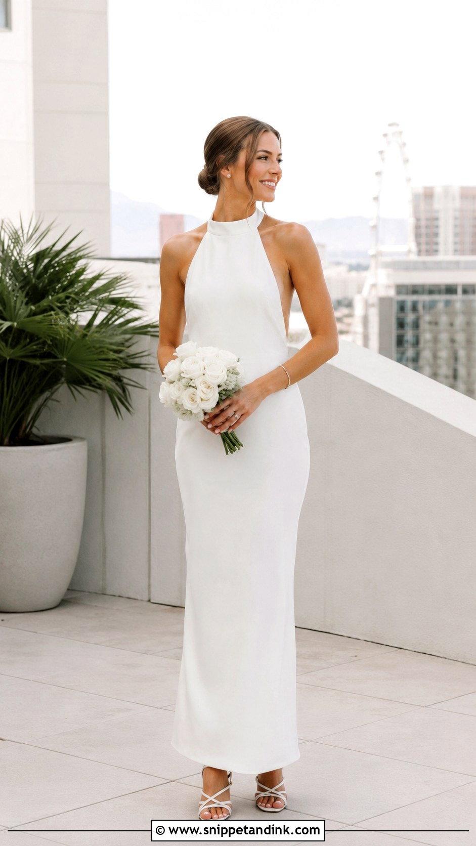 Halter Neck Dress With Low Heels - Snippet and Ink - 30 Vegas Elopement Dress Ideas