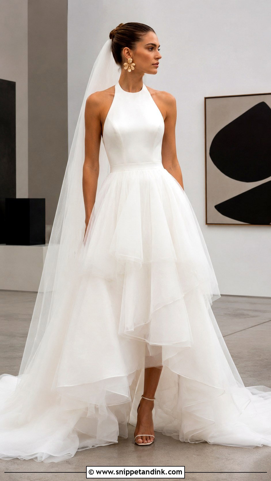 Halter Neck Layered Skirt Wedding Dress - Snippet and Ink - 20 Layered Skirt Wedding Dress Ideas