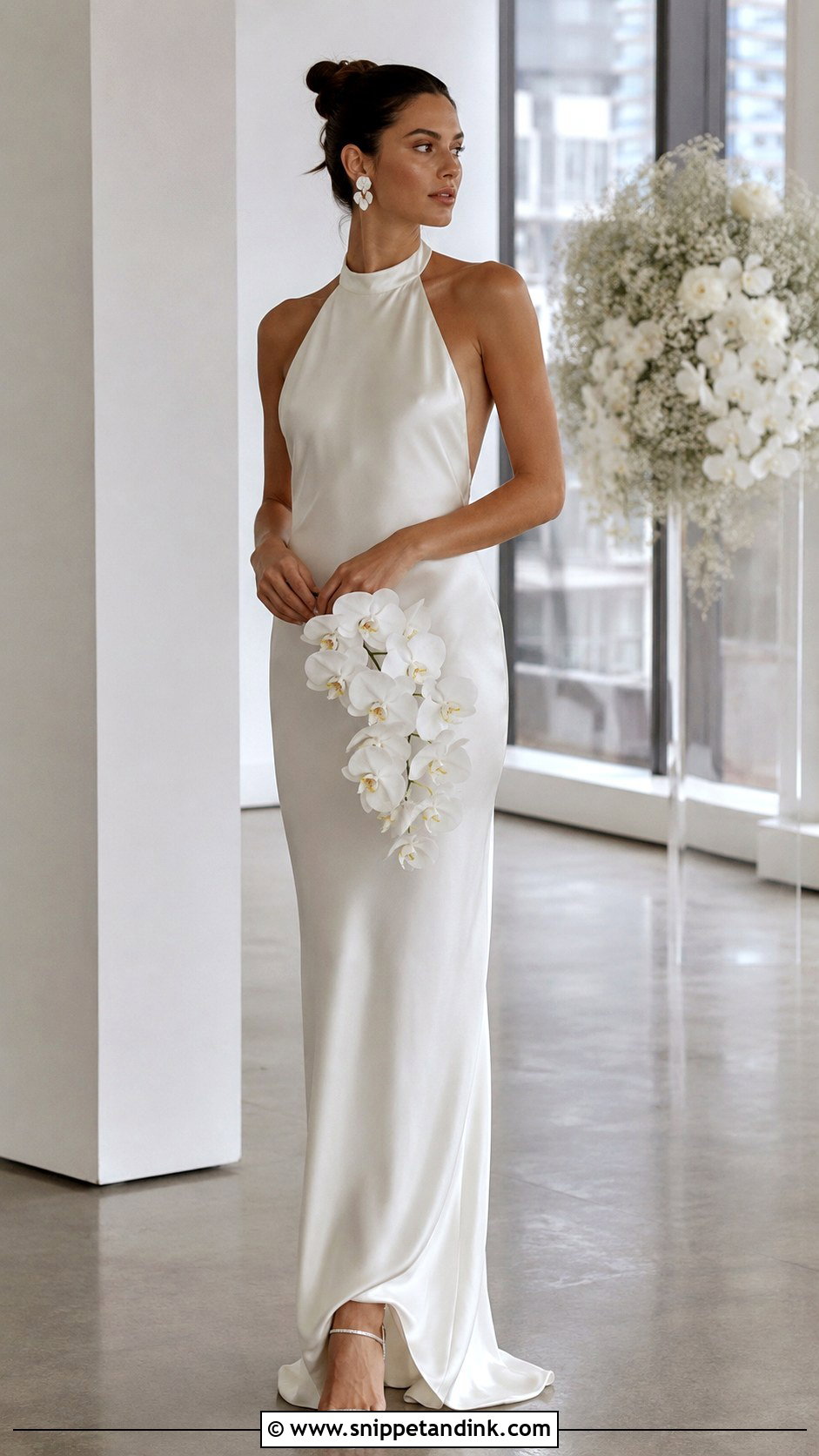 Halter Neck Liquid Satin Wedding Dress - Snippet and Ink - 20 Liquid Satin Wedding Dress Ideas