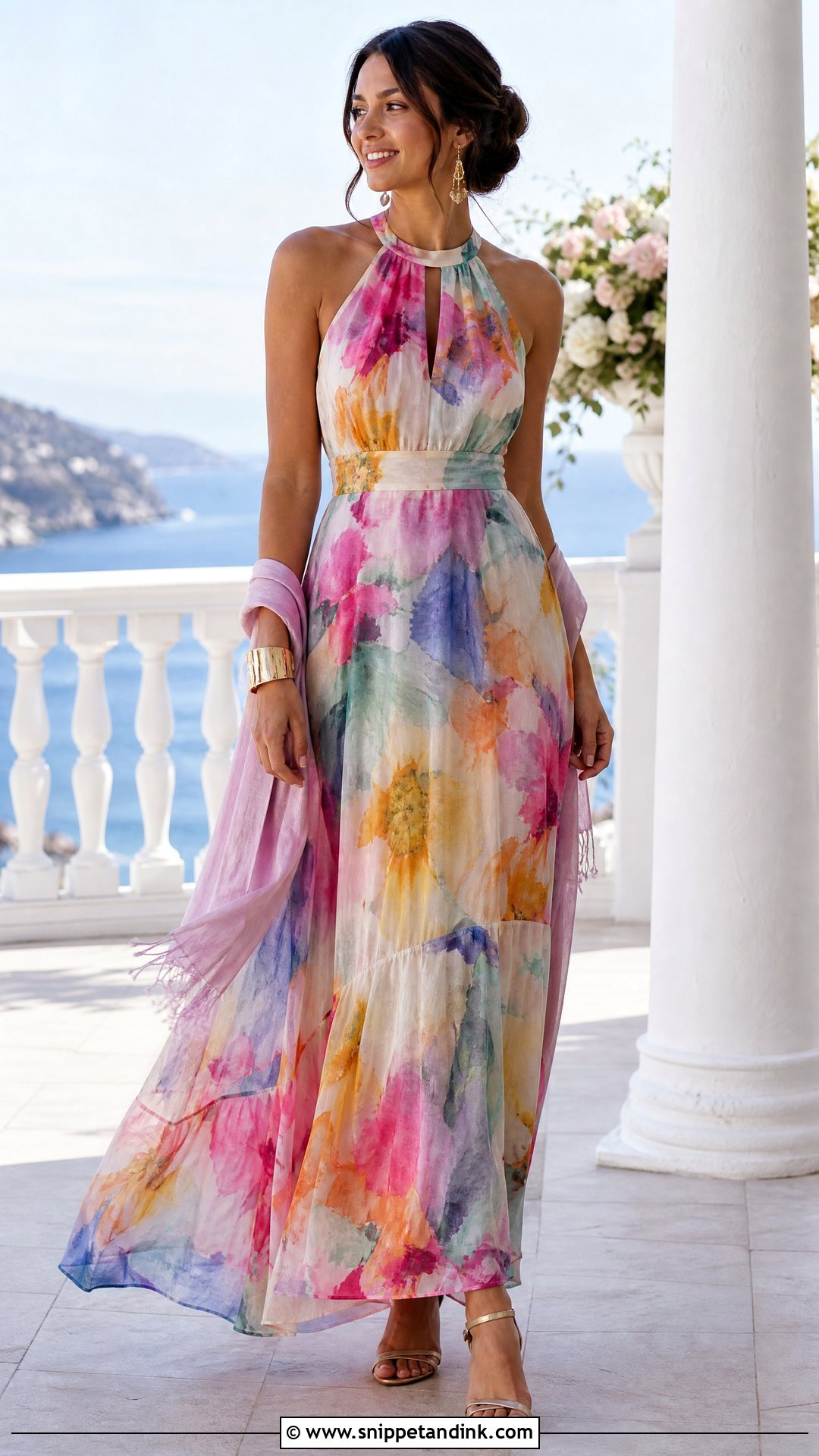 Halter Neck Maxi Dress Wedding Outfit - Snippet and Ink - 20 Wedding Wear for Women Ideas