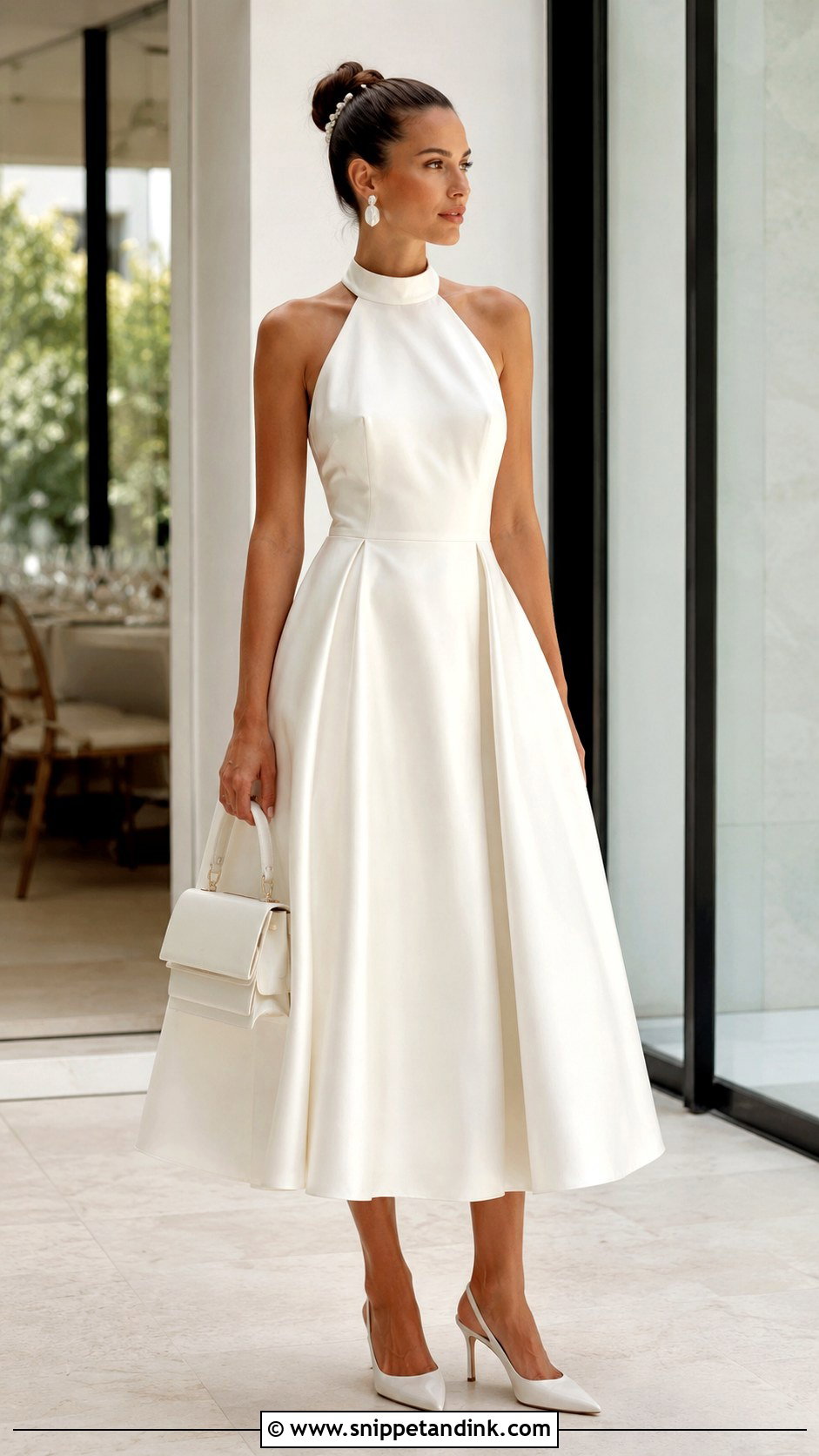 Halter Neck Midi Wedding Dress - Snippet and Ink - 20 Midi Wedding Dresses