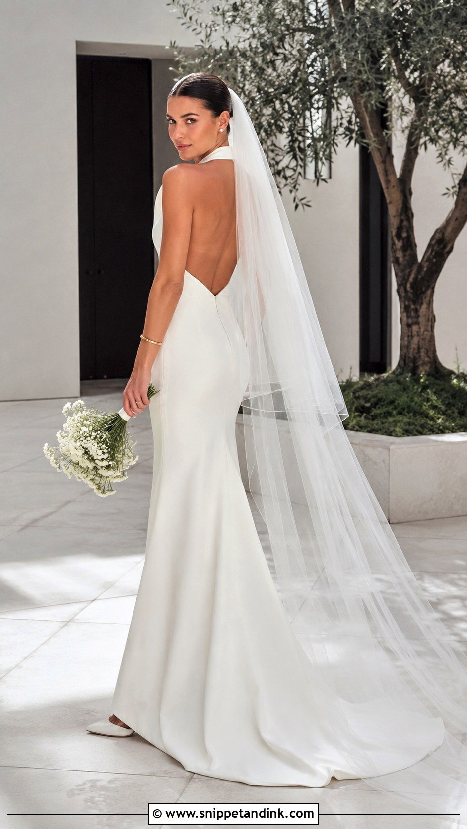 Halter Neck Minimalist Bridal Gown - Snippet and Ink - 20 Minimalist Bridal Gown Ideas
