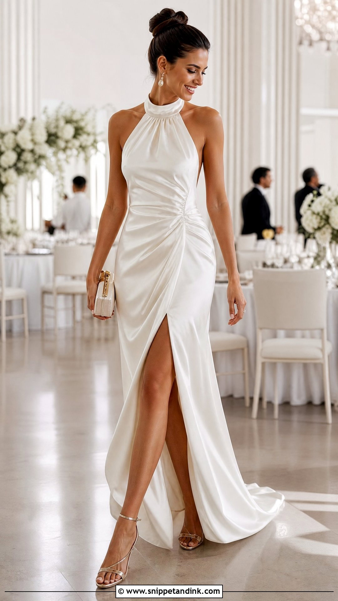 Halter Neck Reception Wedding Dress - Snippet and Ink - 20 Haley Bieber Wedding Dress Ideas