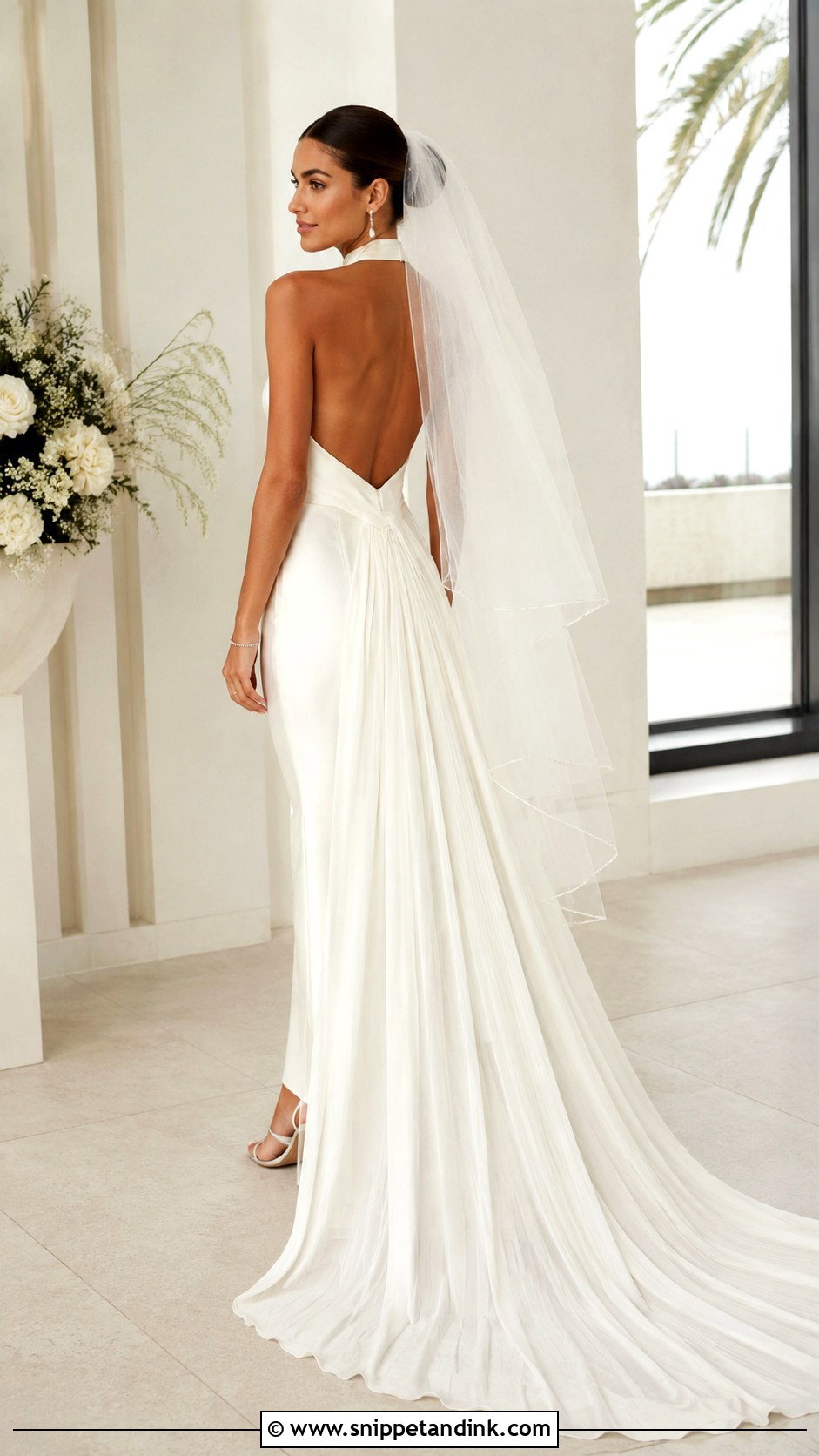 Halter Neck Removable Train Wedding Dress - Snippet and Ink - 20 Removable Train Wedding Dress Ideas