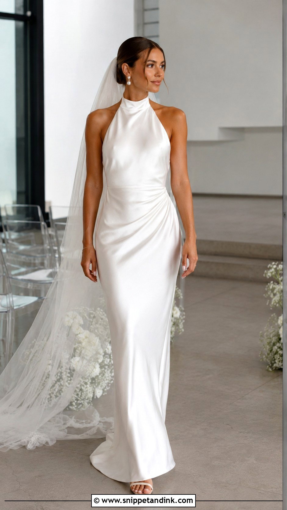 Halter Neck Satin Column Wedding Dress - Snippet and Ink - 20 Classy Satin Wedding Dress Ideas