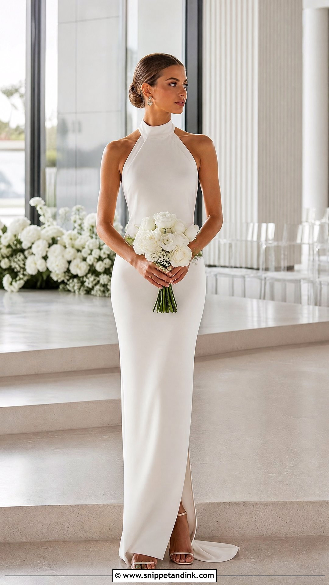 Halter Neck Sheath Slim Fit Wedding Dress - Snippet and Ink - 20 Slim Fit Wedding Dress Ideas