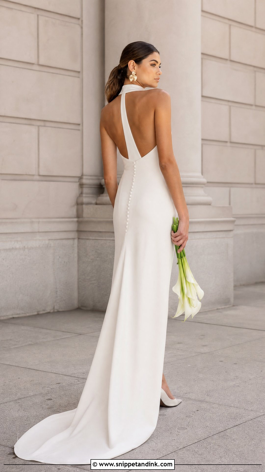 Halter Neck Sweep Train Wedding Dress - Snippet and Ink - 20 Sweep Train Wedding Dress Ideas