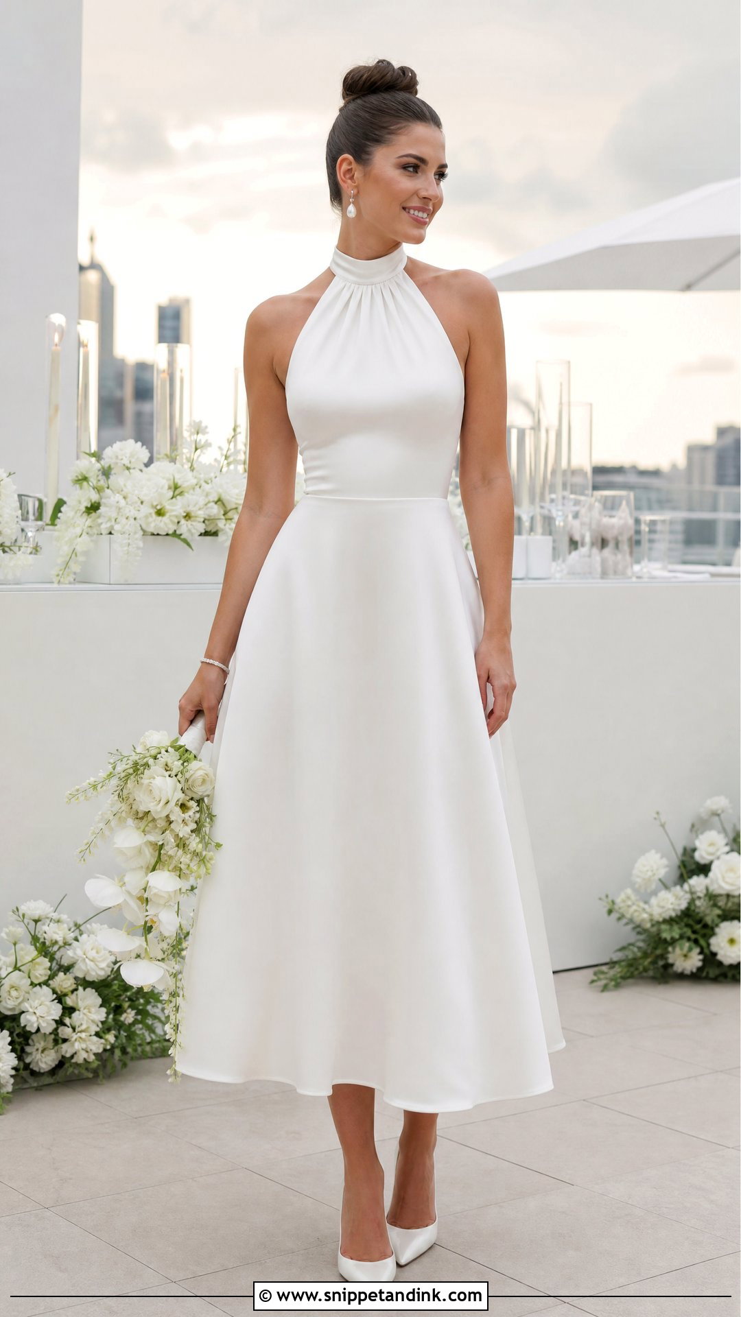 Halter Neck Tea Length Wedding Dress - Snippet and Ink - 20 Tea Length Wedding Dresses