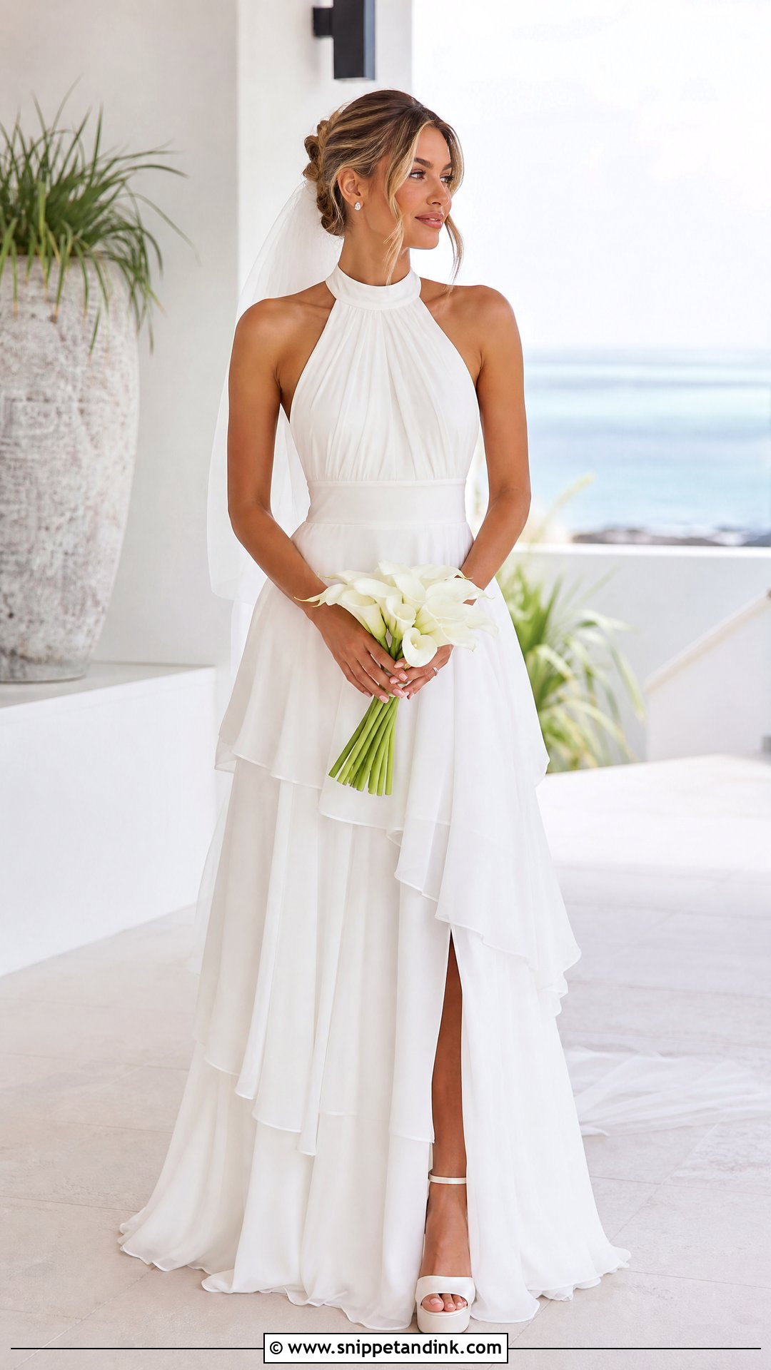 Halter Neck Waterfall Wedding Dress - Snippet and Ink - 20 Waterfall Wedding Dress Ideas