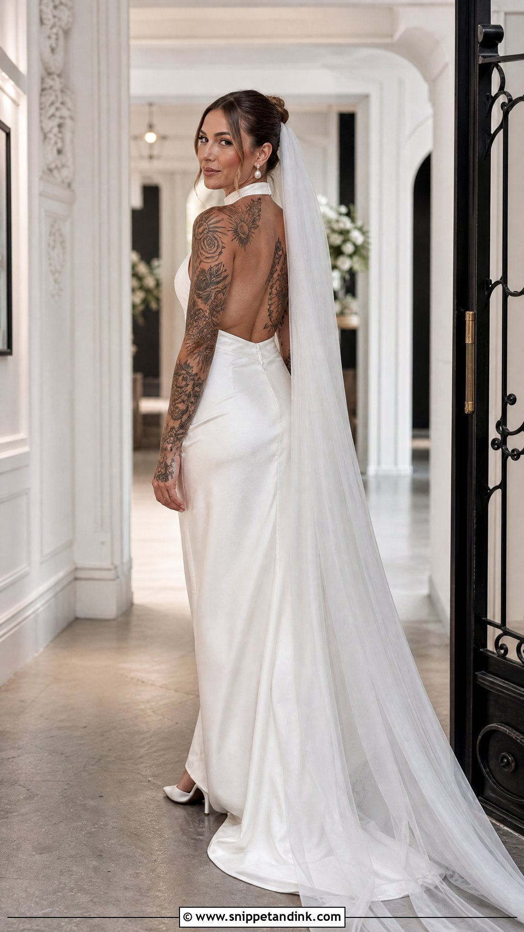 Halter Neck Wedding Dress - Snippet and Ink - 20 Tattooed Bride Wedding Dress Ideas
