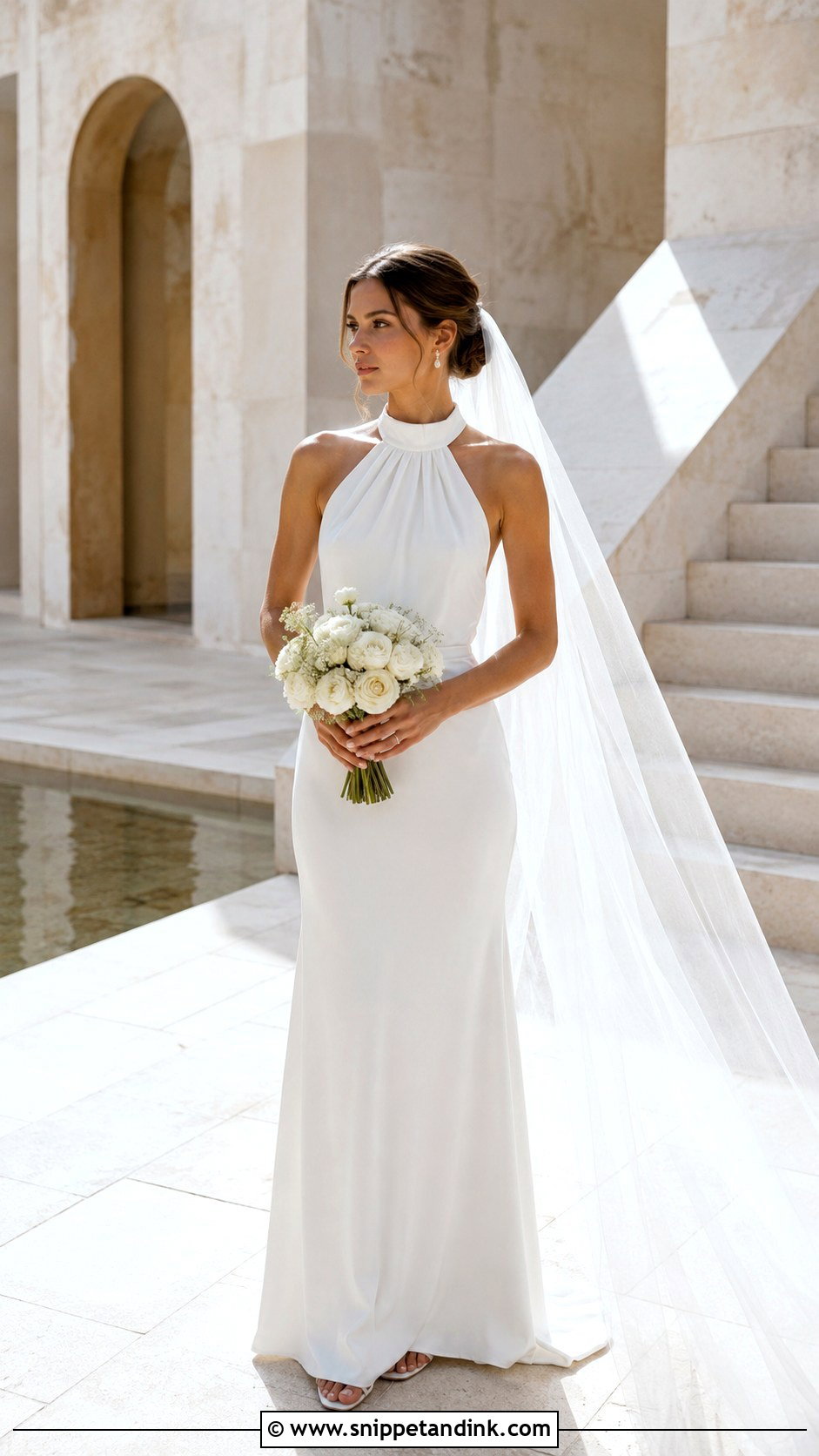 Halter Neck Wedding Dress - Snippet and Ink - 20 Minimal Wedding Dresses