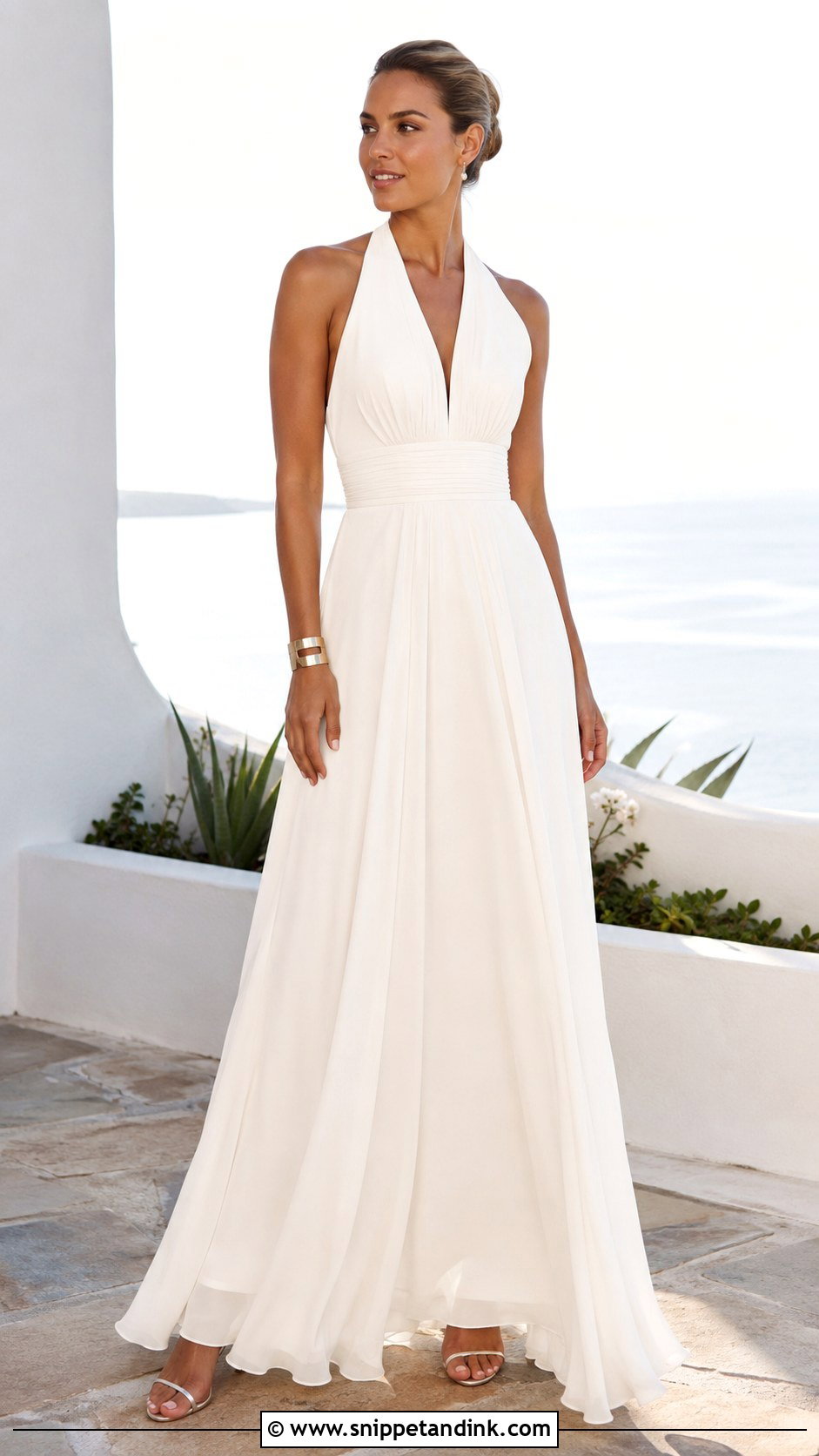 Halter Neck Wedding Dress With A Line Skirt - Snippet and Ink - 20 Broad Shoulder Wedding Dress Ideas