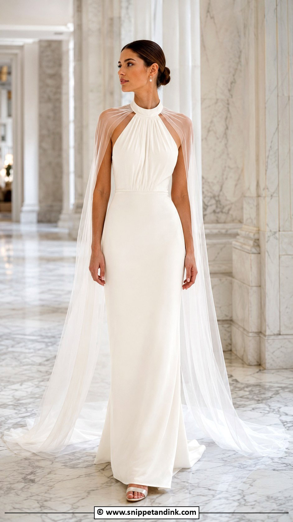 Halter Neck Wedding Dress With Cape - Snippet and Ink - 30 Halter Neck Wedding Dress Ideas