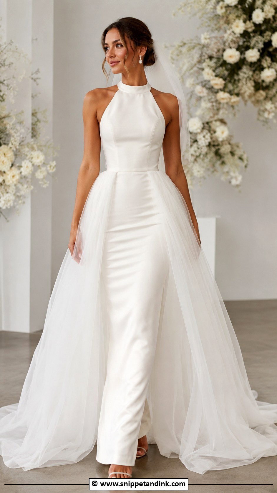 Halter Neck Wedding Dress With Overskirt - Snippet and Ink - 30 Halter Neck Wedding Dress Ideas