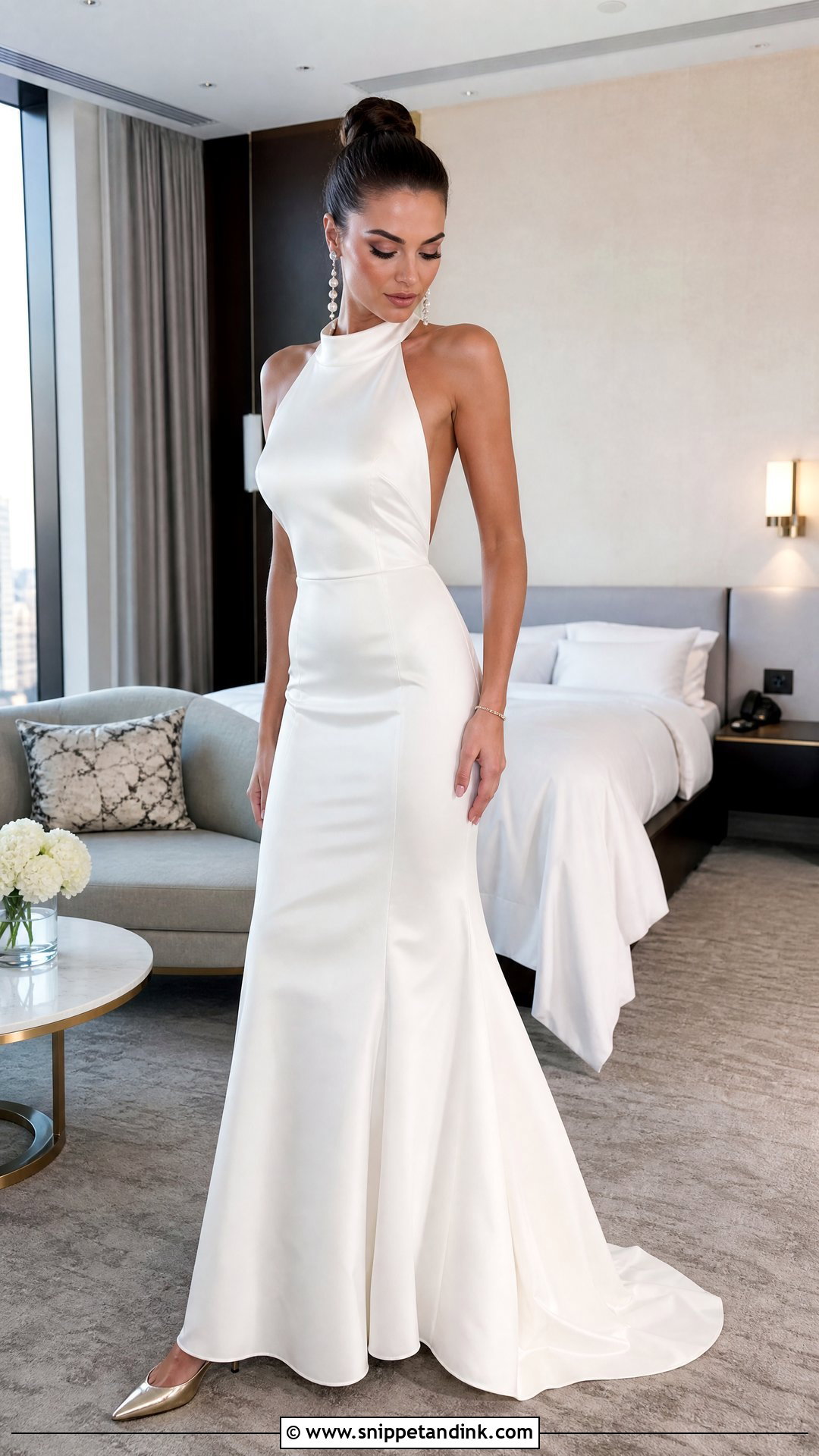 Halter Neck White Duchess Gown - Snippet and Ink - 20 White Duchess Gown Styles