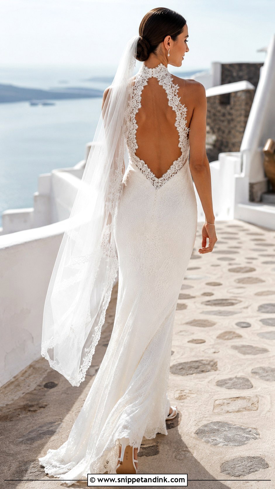 Halter Open Lace Back Wedding Dress - Snippet and Ink - 20 Lace Back Wedding Dress Ideas
