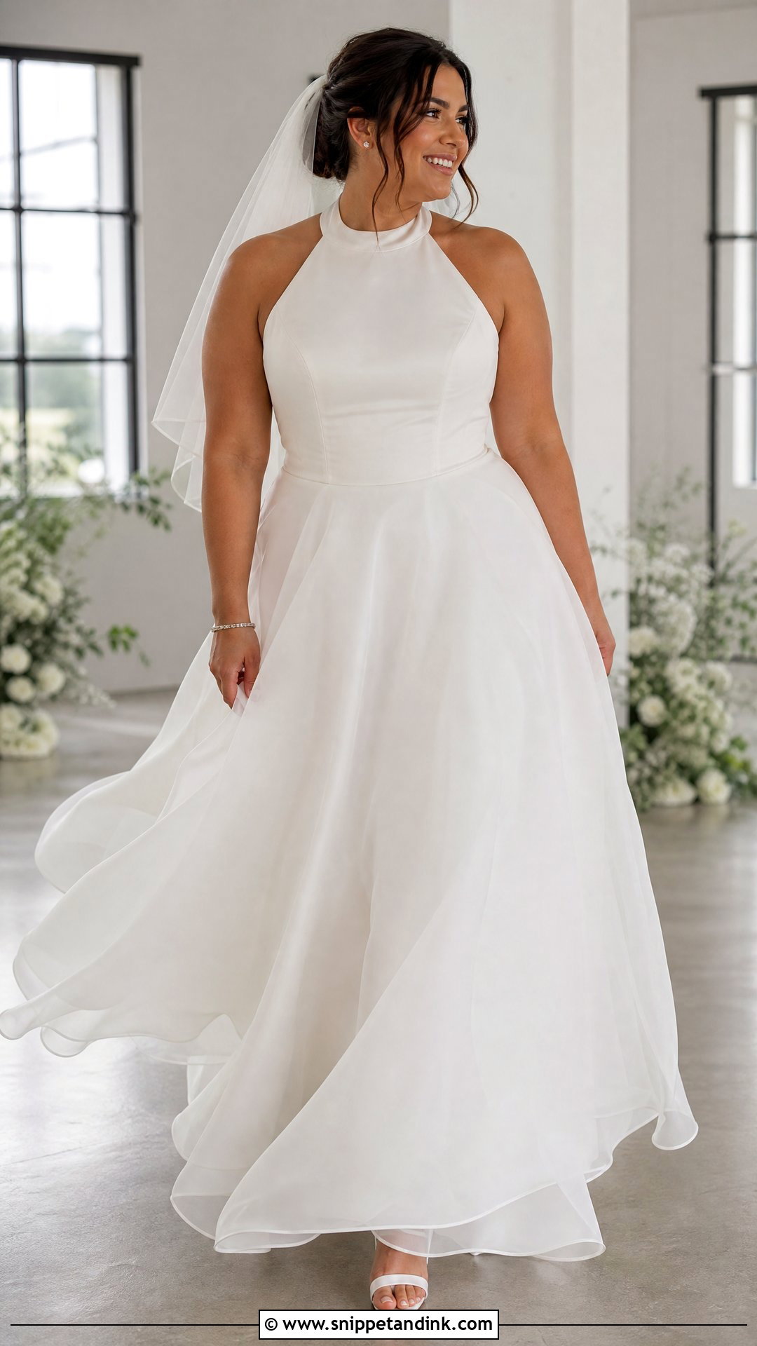 Halter Organza A Line Wedding Dress - Snippet and Ink - 20 Wedding Dress for Pear Shape Ideas