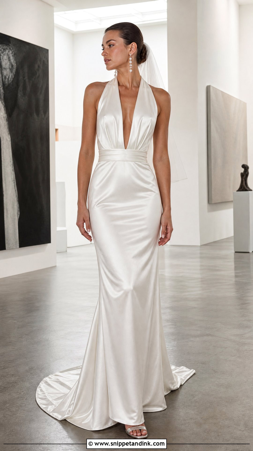 Halter Plunging Neckline Wedding Dress - Snippet and Ink - 20 Plunging Neckline Wedding Dress Ideas