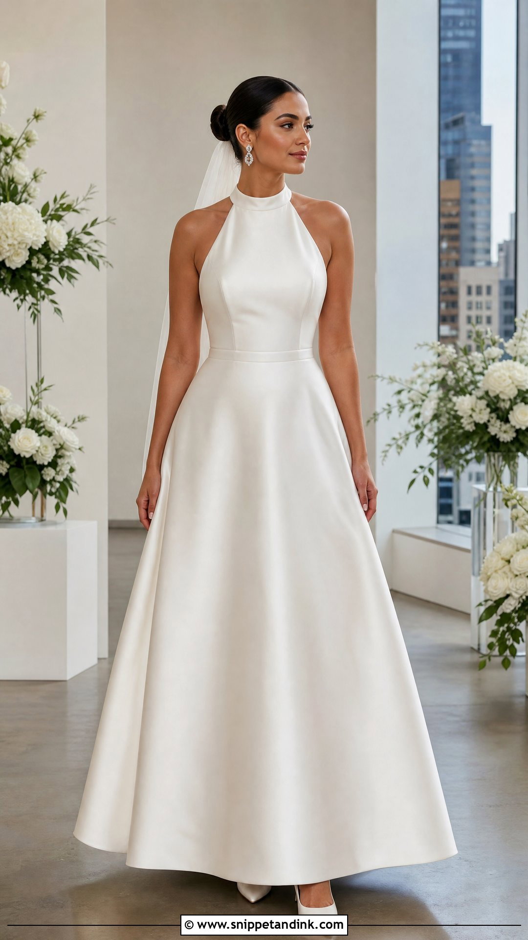 Halter Satin A Line Wedding Dress - Snippet and Ink - 20 Wedding Dresses for Pear Shape