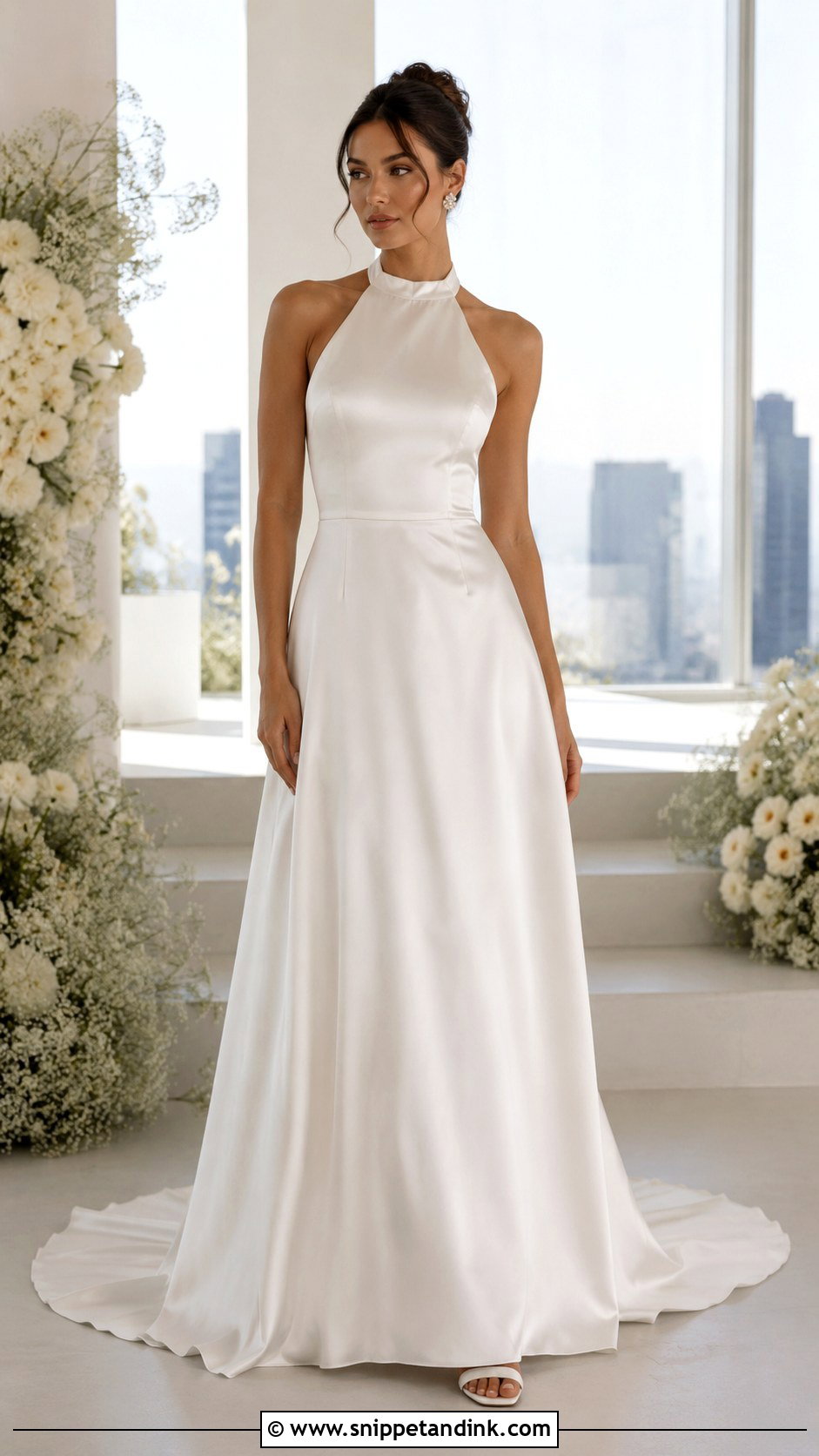 Halter Satin A Line Wedding Dress - Snippet and Ink - 25 Satin a Line Wedding Dress Ideas