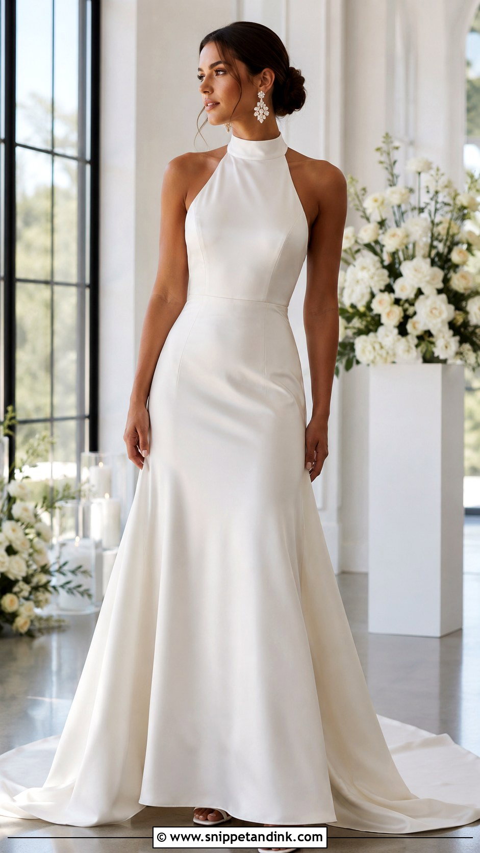 Halter Satin Fit And Flare Wedding Dress - Snippet and Ink - 25 Satin Fit and Flare Wedding Dress Ideas