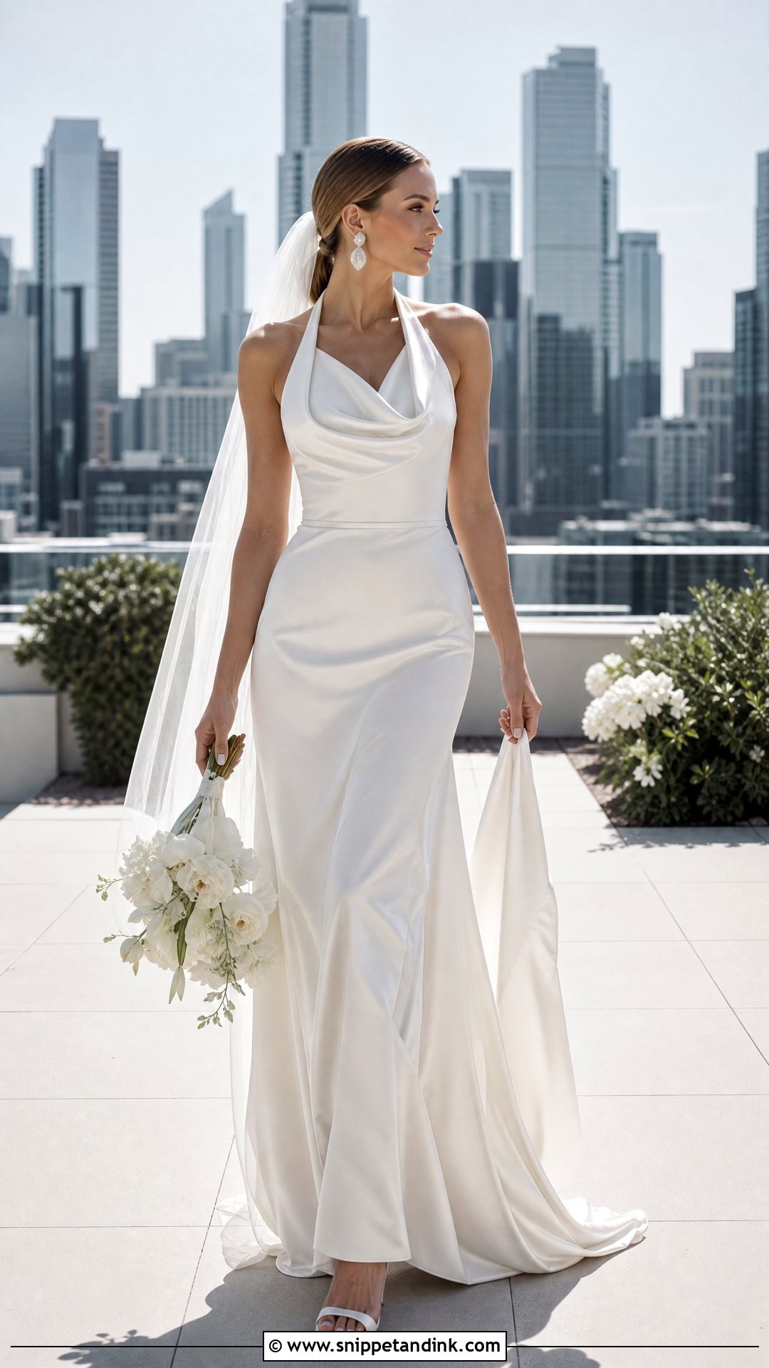 Halter Satin Wedding Dress - Snippet and Ink - 20 No Lace Wedding Dresses