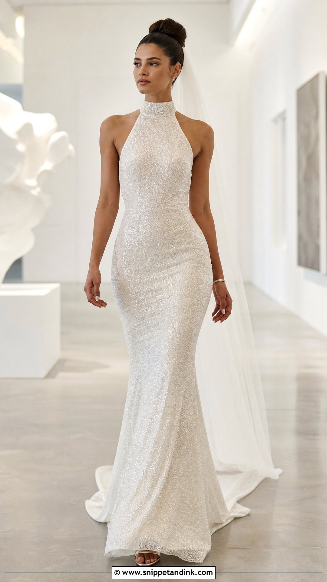 Halter Sequin Mermaid Wedding Dress - Snippet and Ink - 20 Mermaid Bling Wedding Dresses