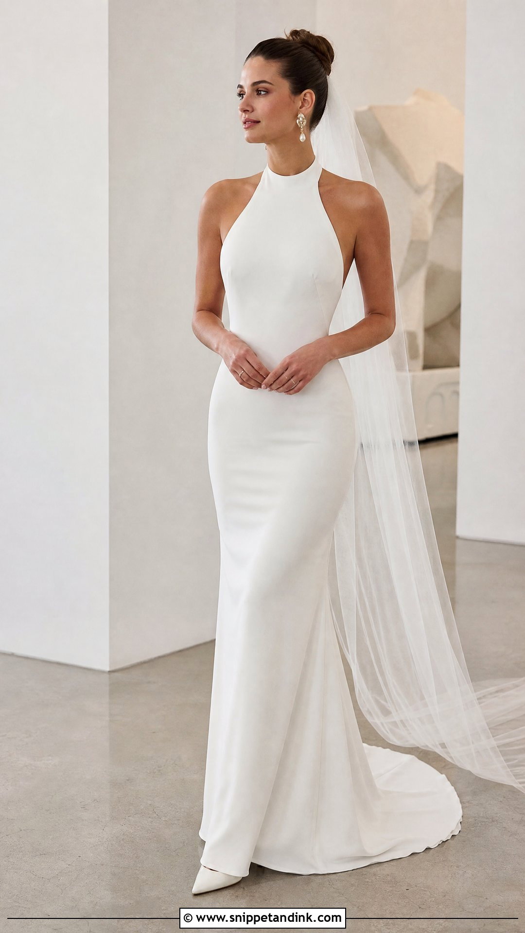 Halter Strap Column Wedding Dress - Snippet and Ink - 20 Strap Wedding Dress Ideas