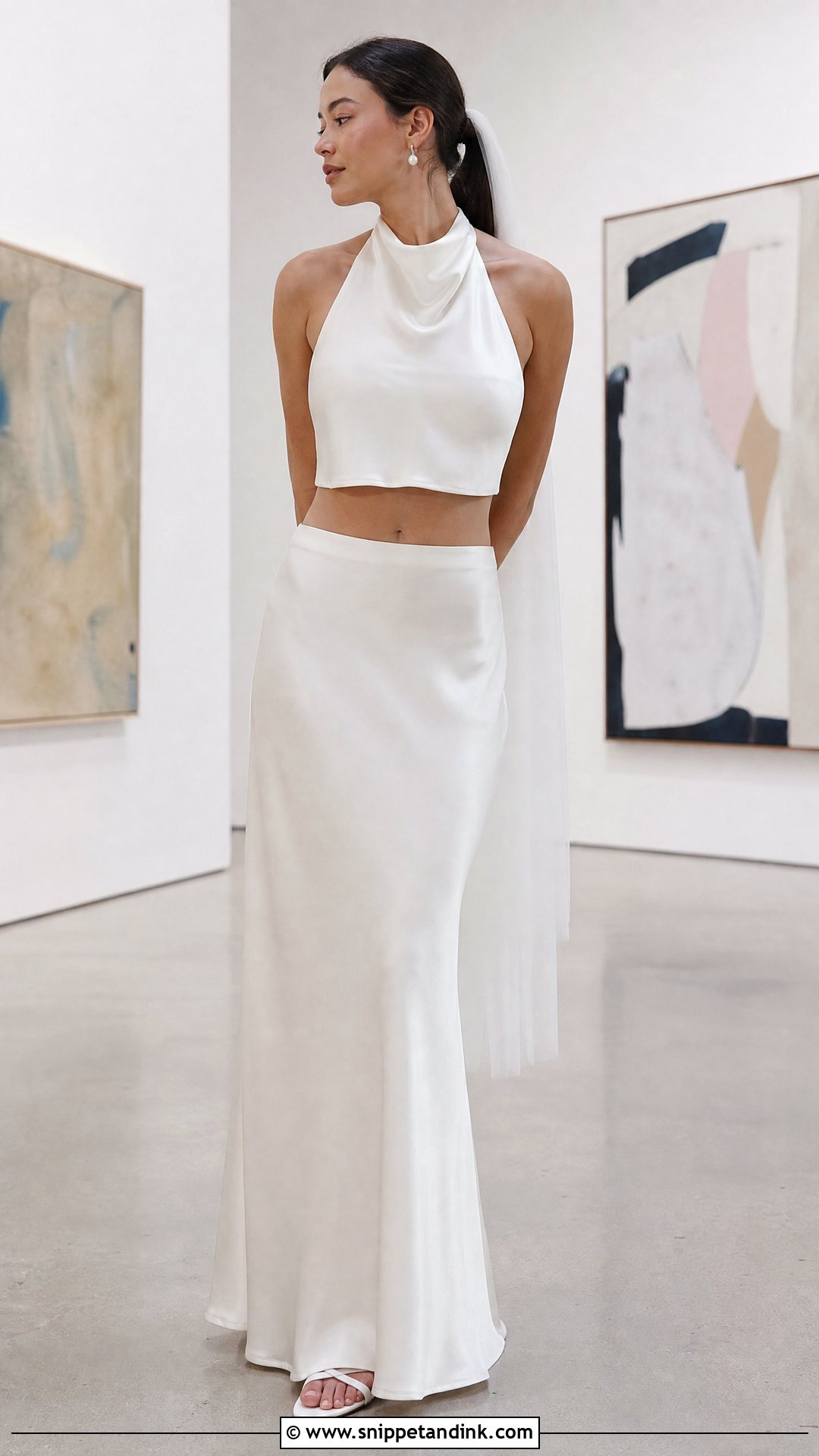 Halter Top And Bias Cut Satin Wedding Skirt - Snippet and Ink - 20 Two Piece Wedding Dresses