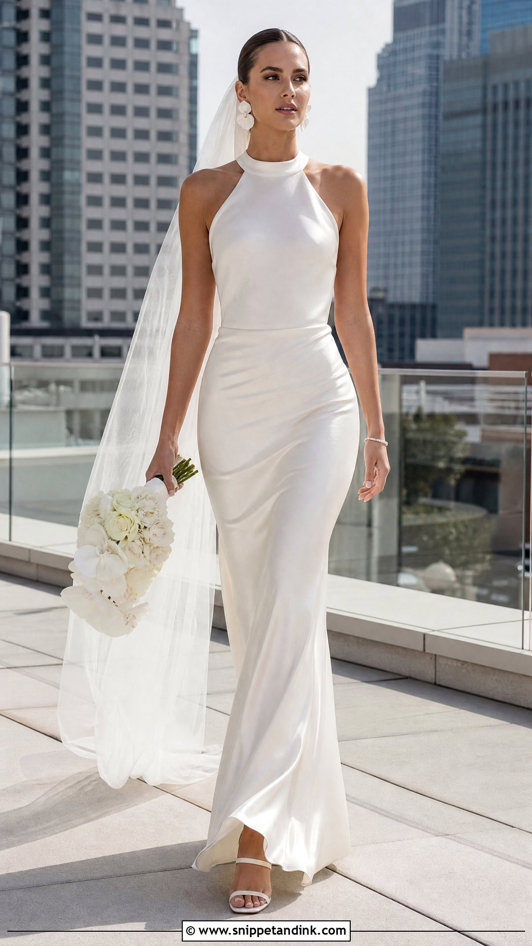 Halter Top And Bias Cut Skirt Wedding Dress - Snippet and Ink - 20 Two Pieces Wedding Dress Ideas