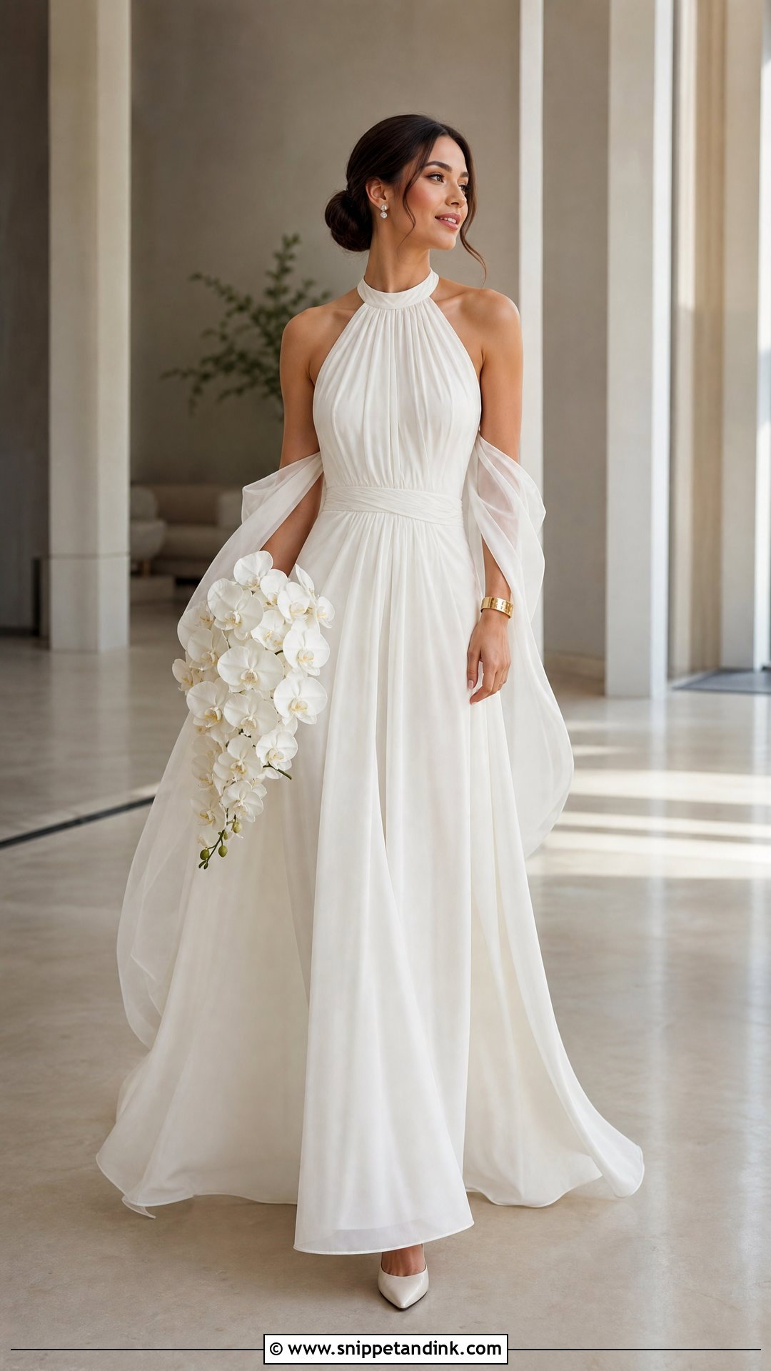 Halter Wedding Dress With Chiffon Shawl - Snippet and Ink - 25 Wedding Dress with Shawl Ideas
