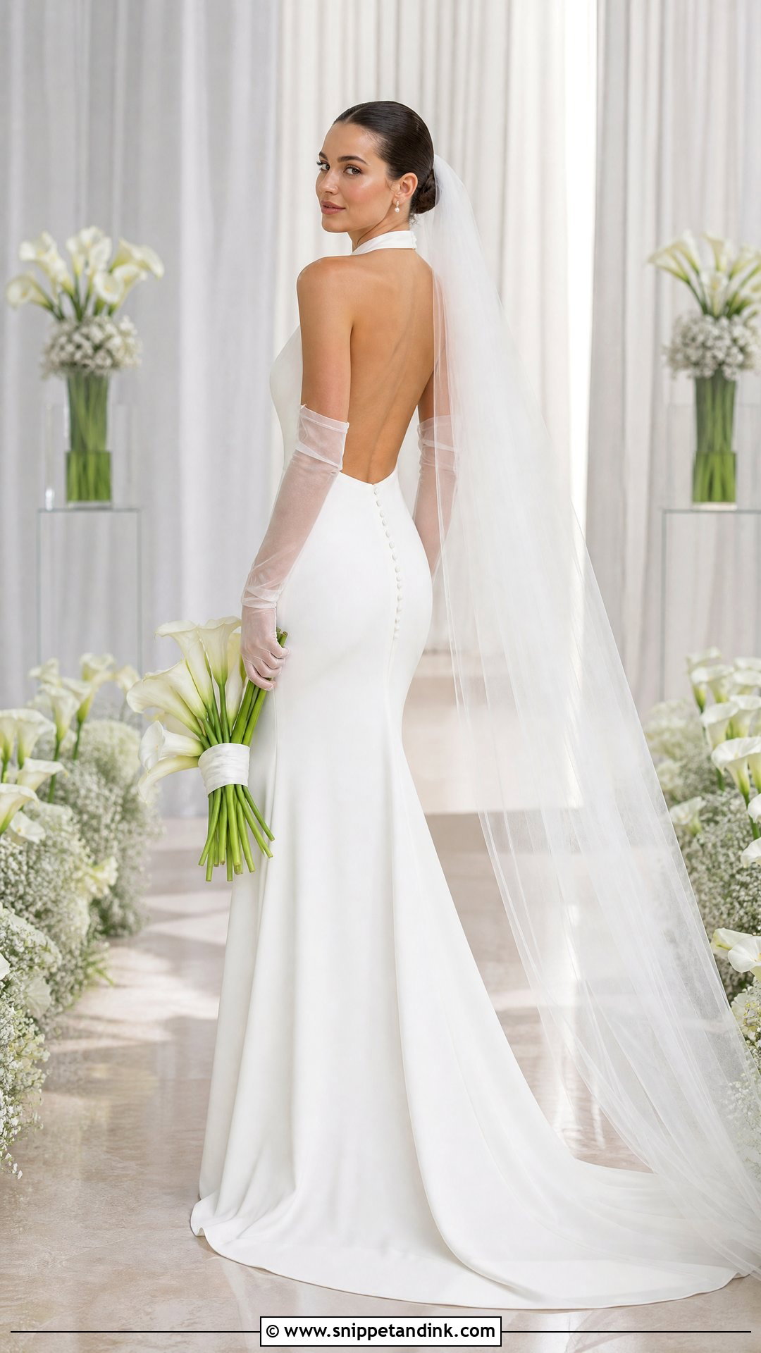 Halter Wedding Dress With Fingerless Gloves - Snippet and Ink - 20 Wedding Dress and Gloves Ideas